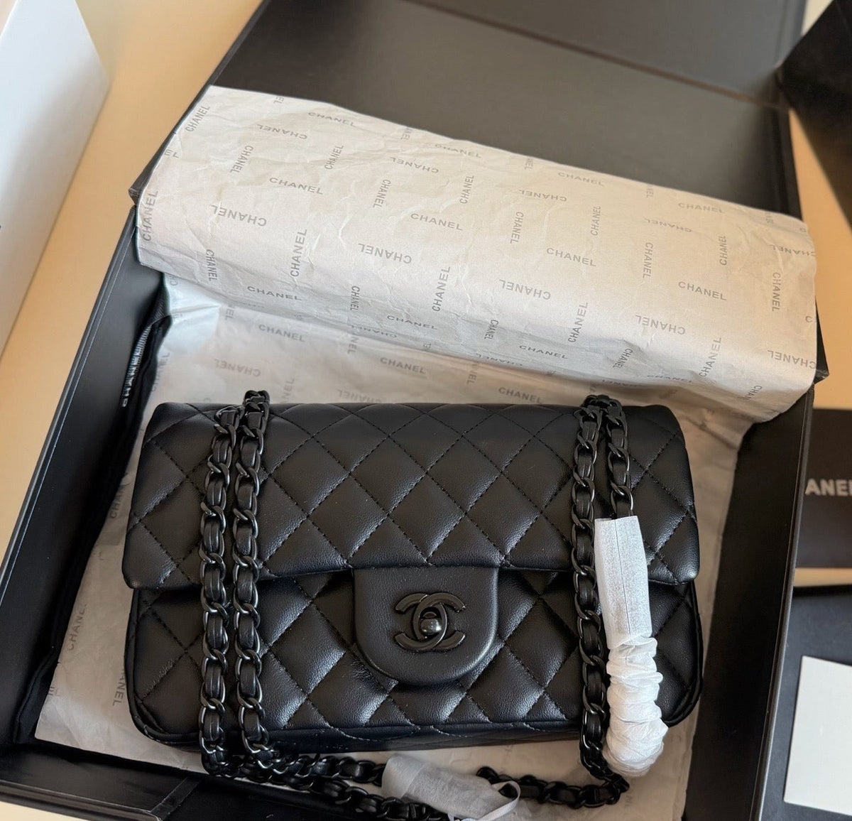 So Black Double Flap Bag - Lambskin