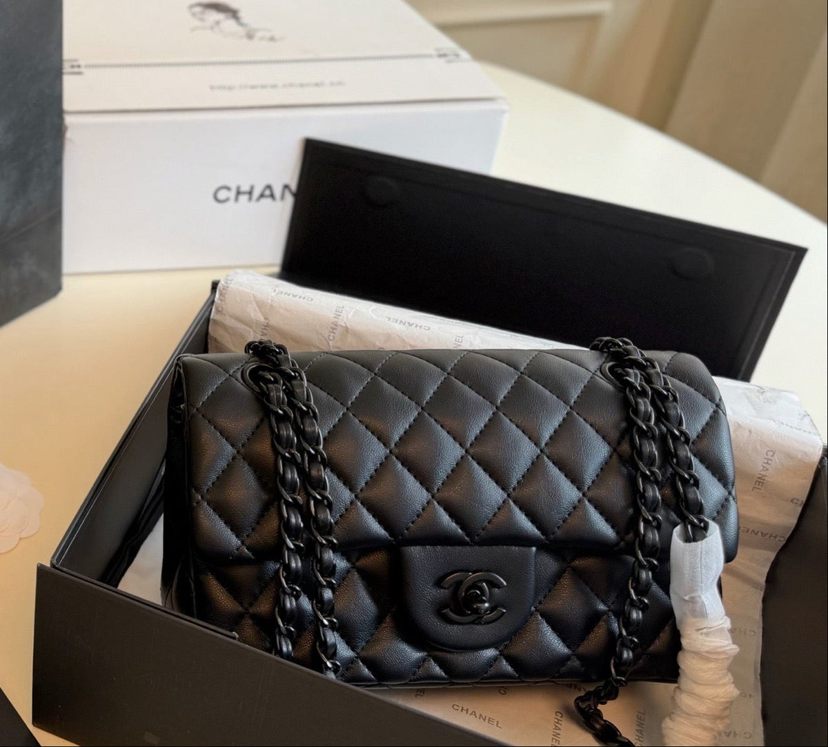 So Black Double Flap Bag - Lambskin