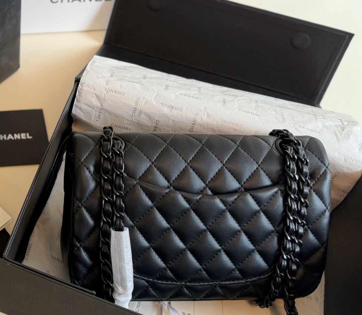 So Black Double Flap Bag - Lambskin