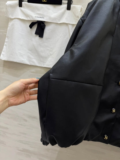 Oversized Luxe Leather Look Bomber Jacket