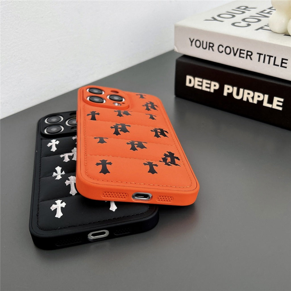 Crosses Black or Orange  Puffer iPhone case