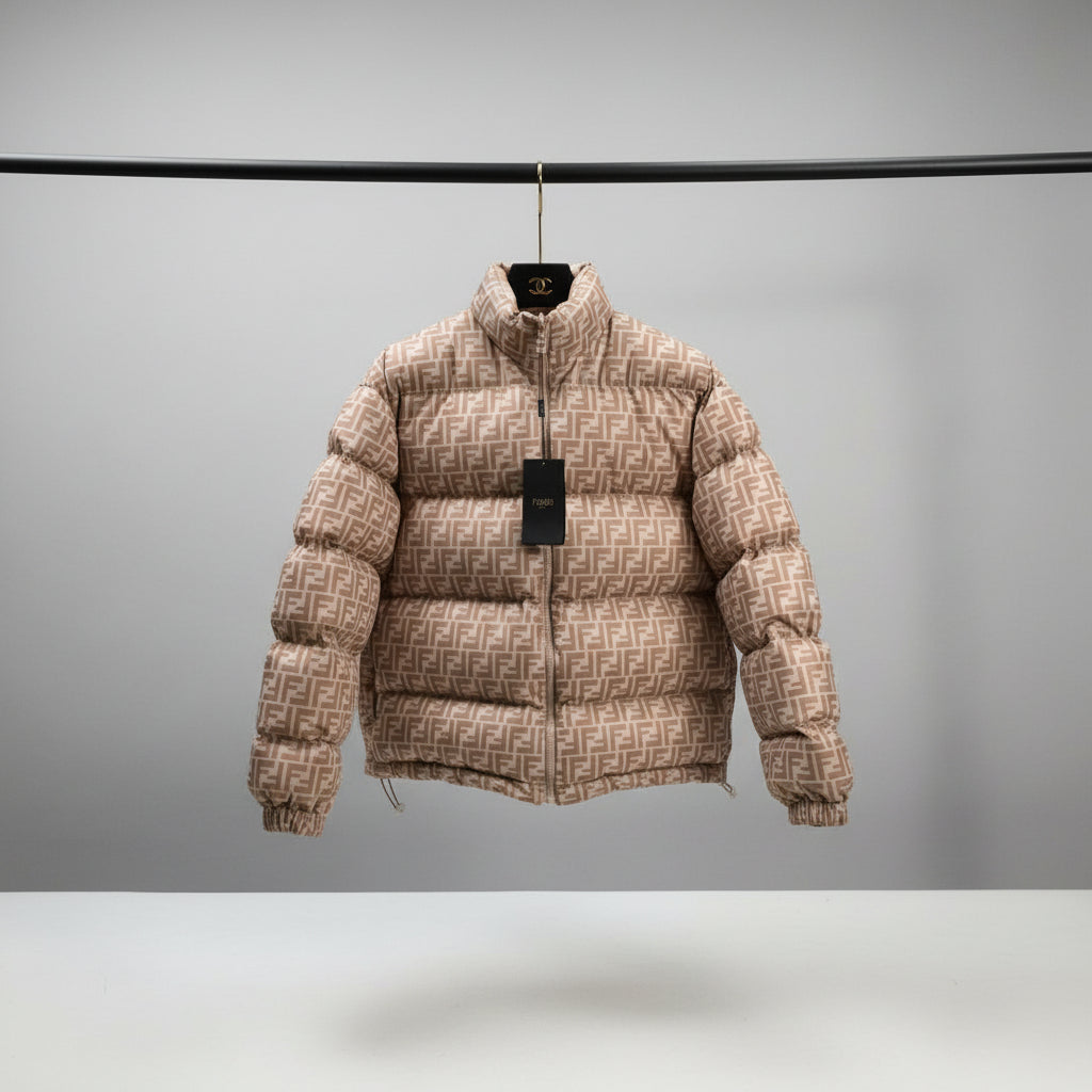 Reversible Designer Puffer Jacket - Apricot