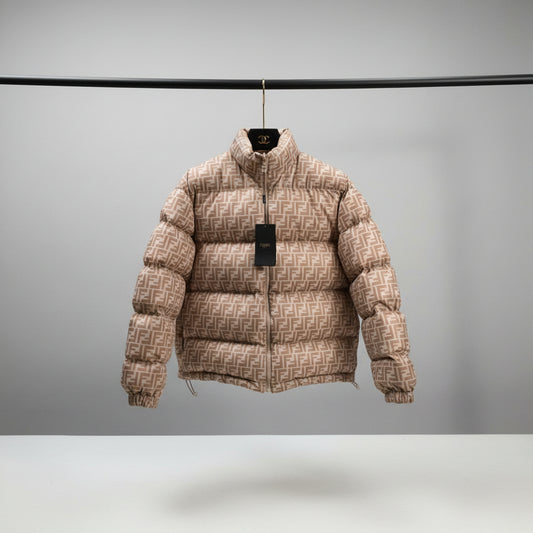 Reversible Designer Puffer Jacket - Apricot