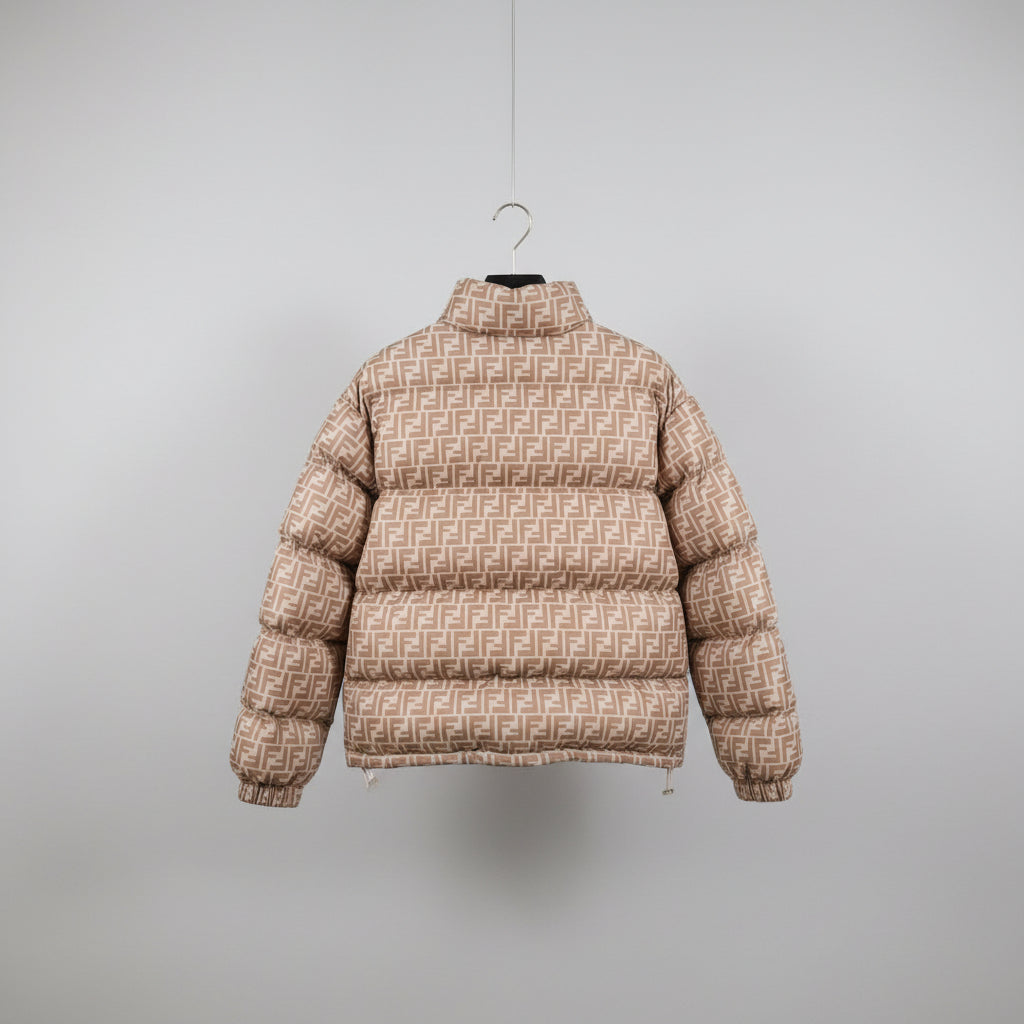Reversible Designer Puffer Jacket - Apricot