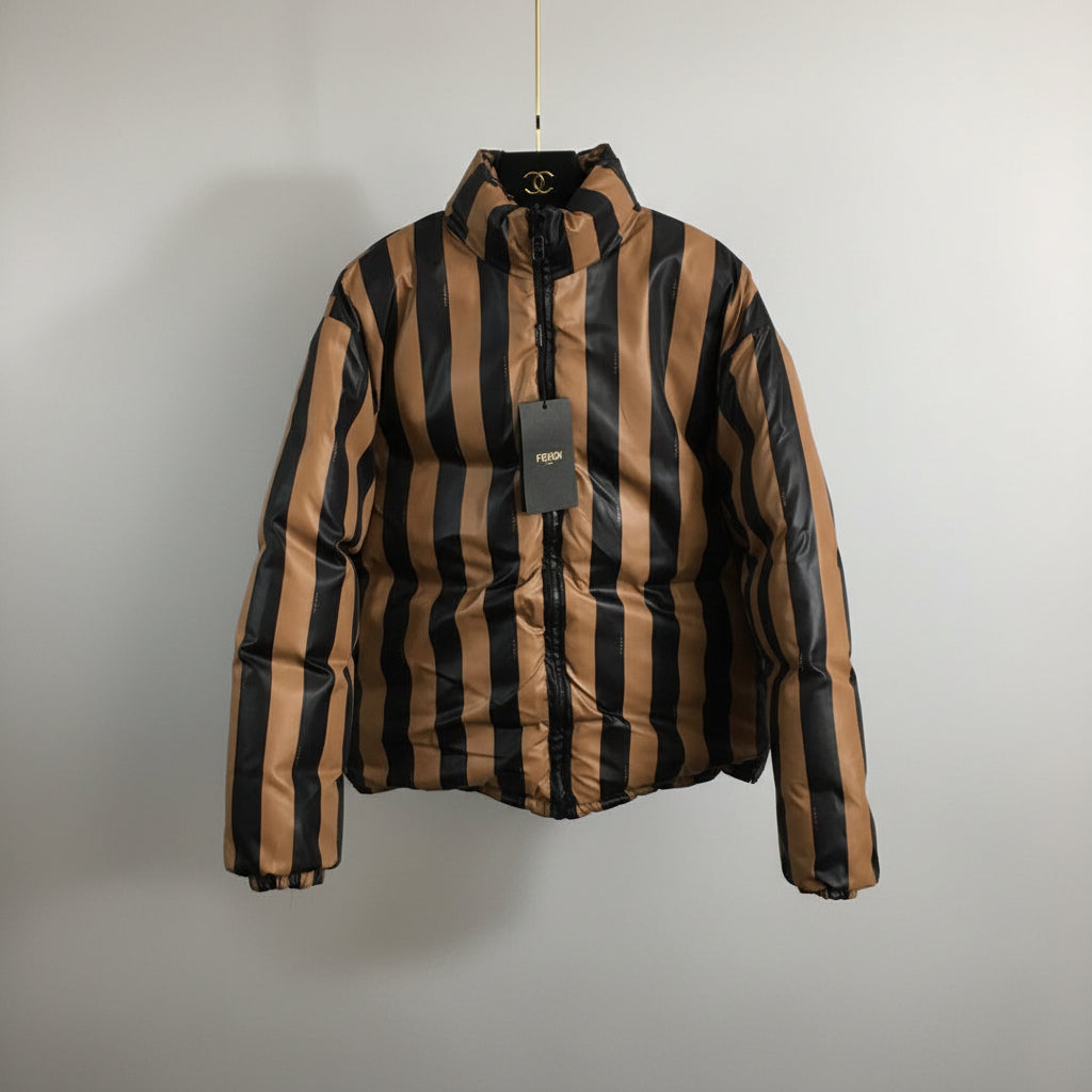 Reversible Designer Puffer Jacket - Brown