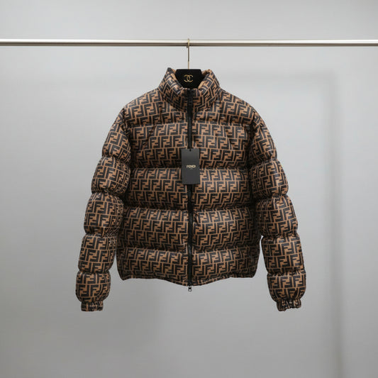 Reversible Designer Puffer Jacket - Brown