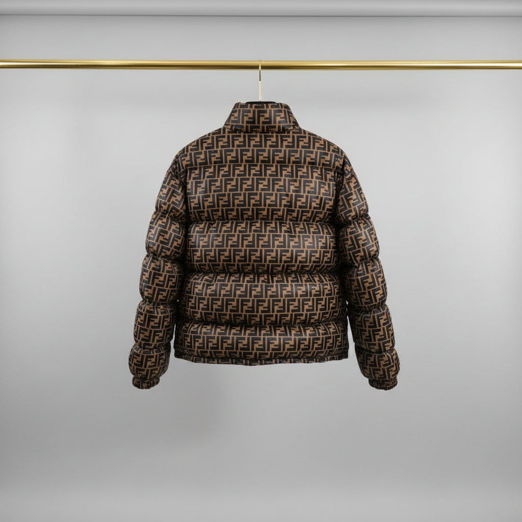 Reversible Designer Puffer Jacket - Brown