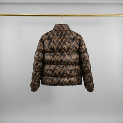 Reversible Designer Puffer Jacket - Brown