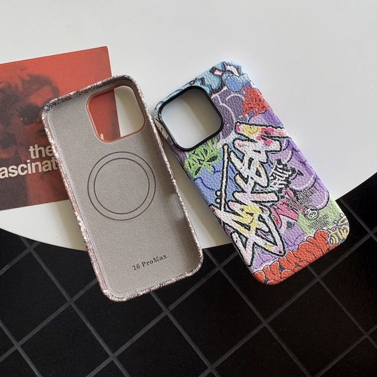 Leather Textured Painted Streetwear Magsafe iPhone Case