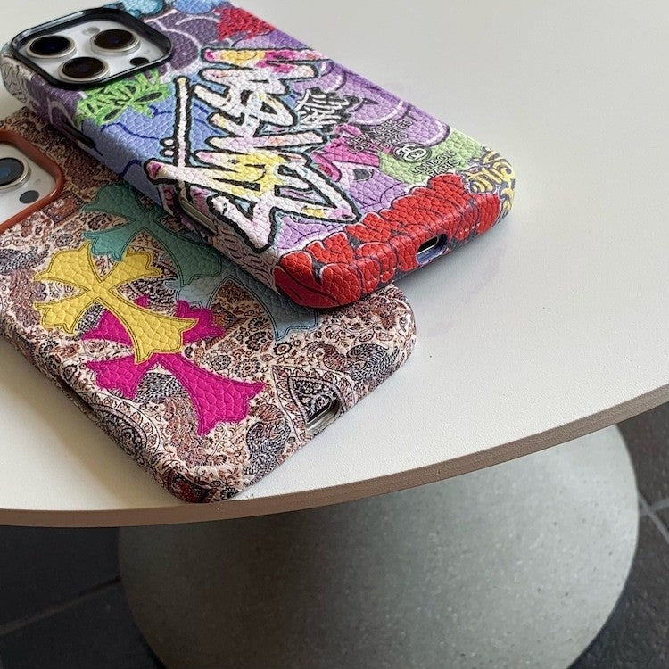 Leather Textured Painted Streetwear Magsafe iPhone Case