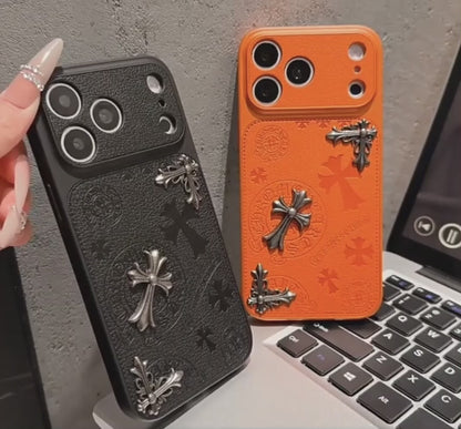 Chrome Luxe 3D Emblem iPhone Case – iPhone 14–17