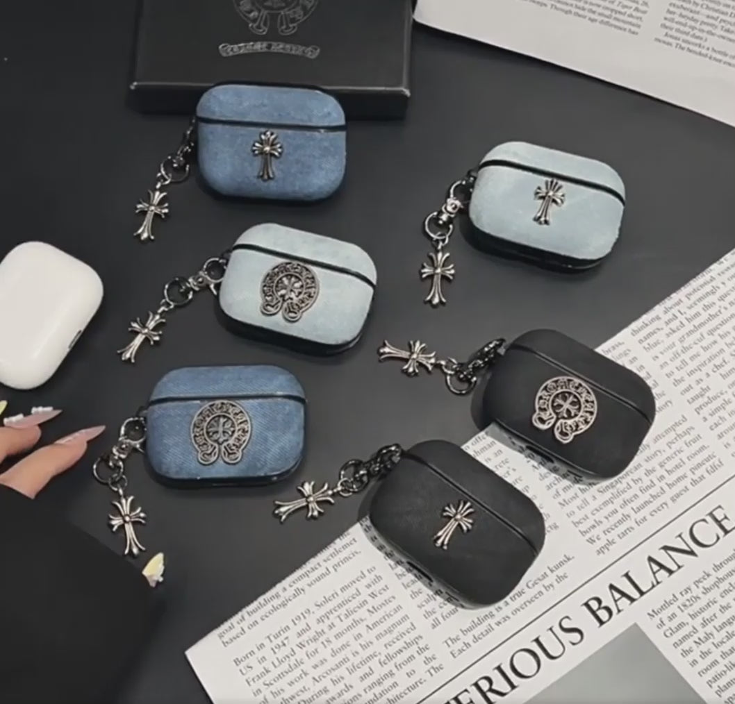 Denim Chrome AirPod Case With Charm | Cop This Case – Cop This Case