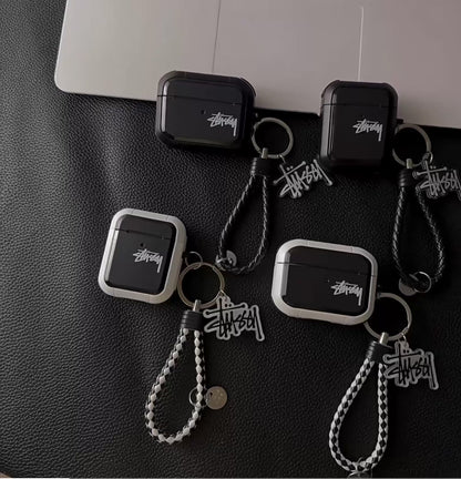 Streetwear Skater Logo  AirPod Case with Braid Strap