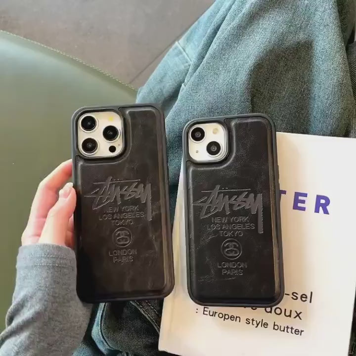 Black Leather Textured iPhone Case | Stussy Style | Cop This Case