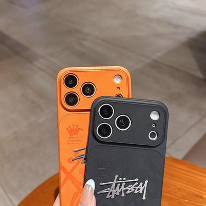 Suede Streetwear Metal Logo  Case – iPhone 14–17