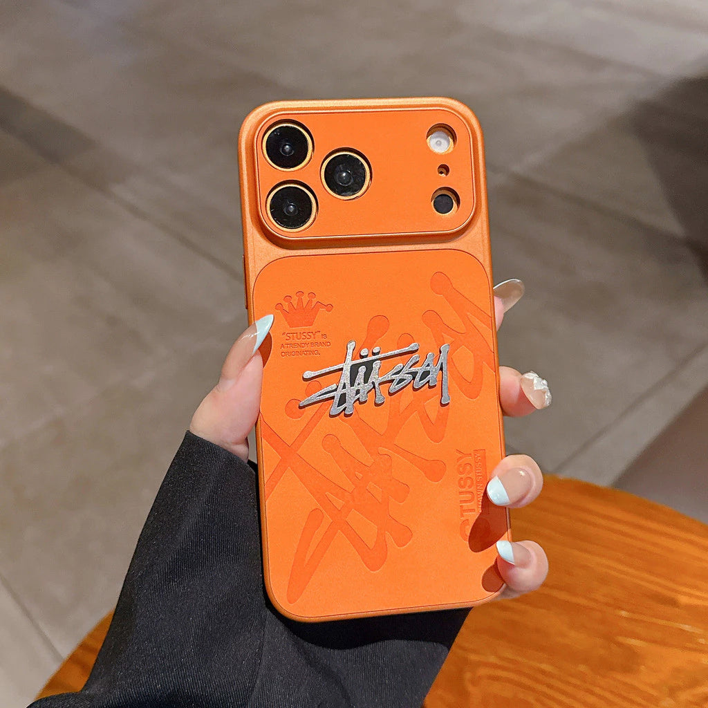 Suede Streetwear Metal Logo  Case – iPhone 14–17