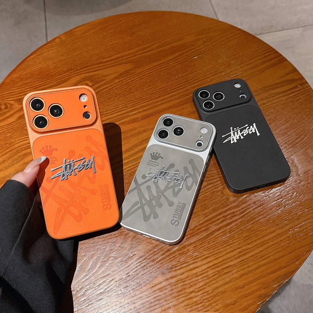 Suede Streetwear Metal Logo  Case – iPhone 14–17