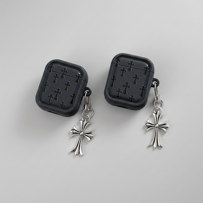 Gothic Cross Charm AirPod Case – Black
