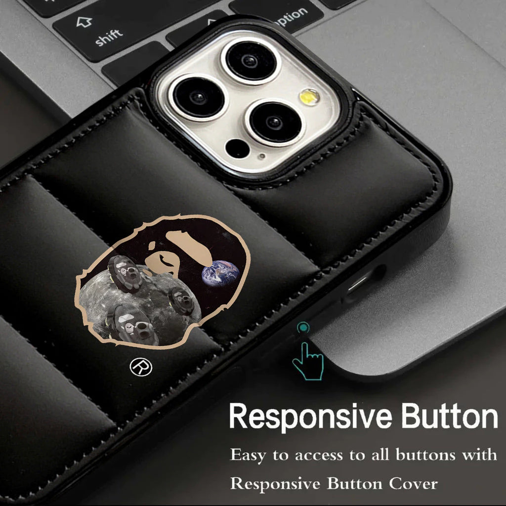 Metallic Ape Design Down Filled Puffer Phone case