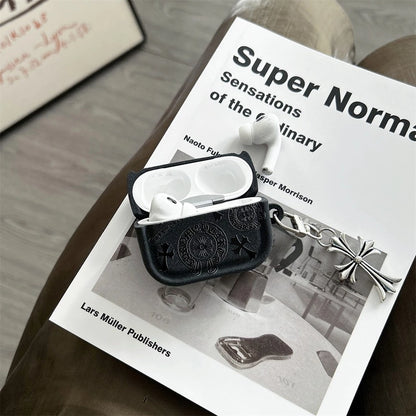 Gothic Cross Charm AirPod Case – Black