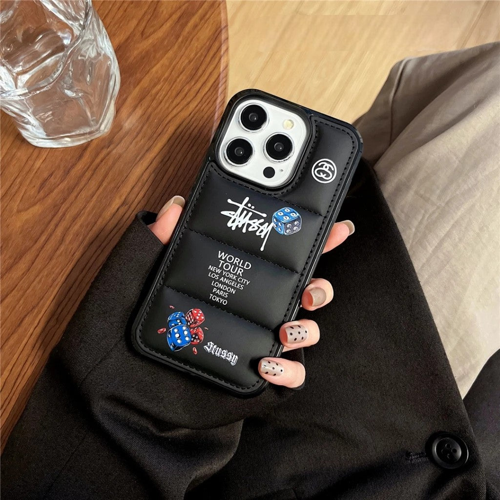 Streetwear Style Dice design puffy iPhone case